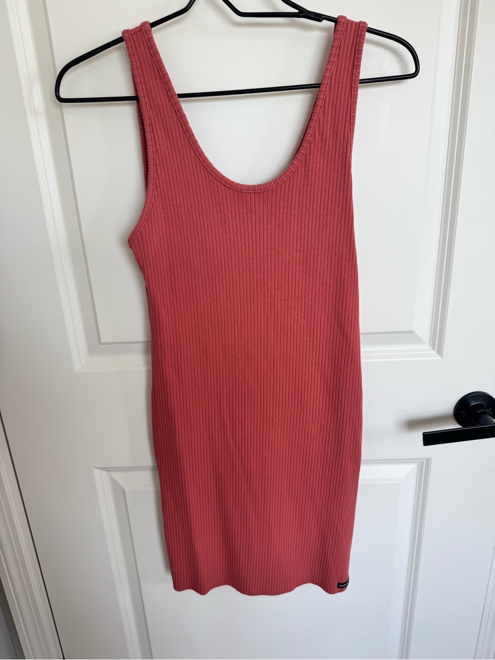 Calvin Klein Ribbed Dusty Rose Midi Tank Dress - Size L